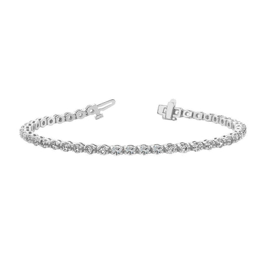 Sparkling 4.20 Carats Round Natural Diamond Tennis Bracelet Solid White Gold