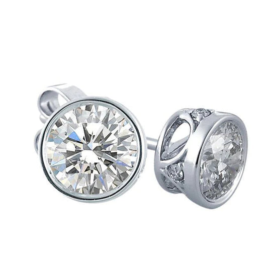 Sparkling 5.80 Ct Round Real Brilliant Cut Diamonds Stud Earrings White