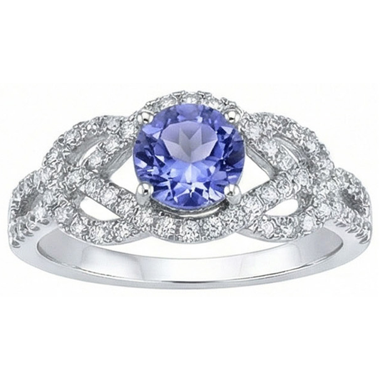 Sparkling 6.01 Ct. Round Ceylon Sapphire Natural Earth Mined DIAMOND ( NOT LAB GROWN )s Ring White Gold 14K