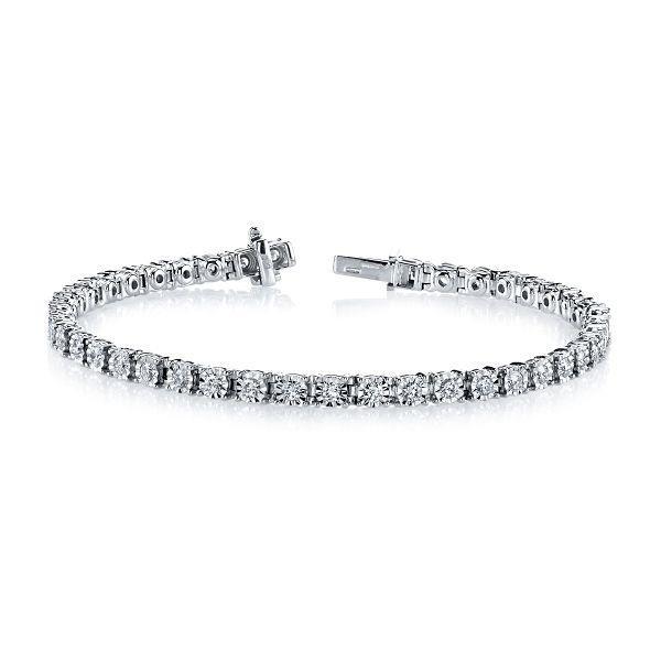 Sparkling 6 Carats Round Real Diamonds Tennis Bracelet Gold White 14K