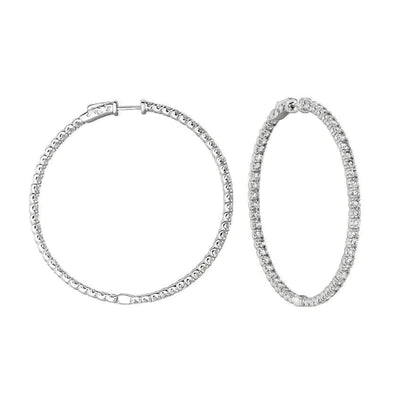 Sparkling 7.75 Carat Round Brilliant Natural Diamond Hoop Earring WG 14K