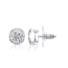 Sparkling Bezel Set 2.50 Ct Genuine Round Cut Diamonds Studs Earrings