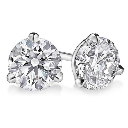 Sparkling Big Round Cut Real Solitaire Diamond Stud Earring 5 Ct. Gold 14K