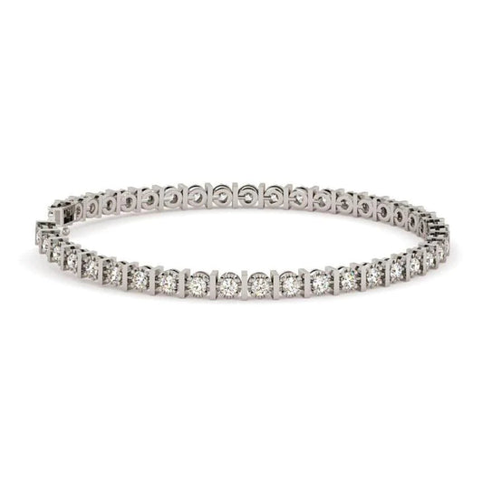 Sparkling Brilliant Cut 6 Carats Real Diamonds Tennis Bracelet WG