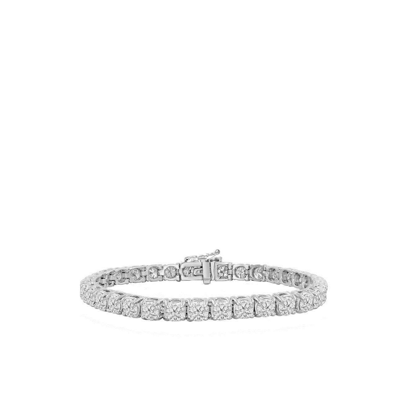 Sparkling Brilliant Cut 9.60 Carats Real Diamonds Bracelet White Gold 14K