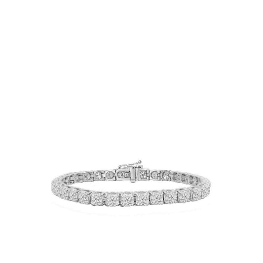 Sparkling Brilliant Cut 9.60 Carats Real Diamonds Bracelet White Gold 14K