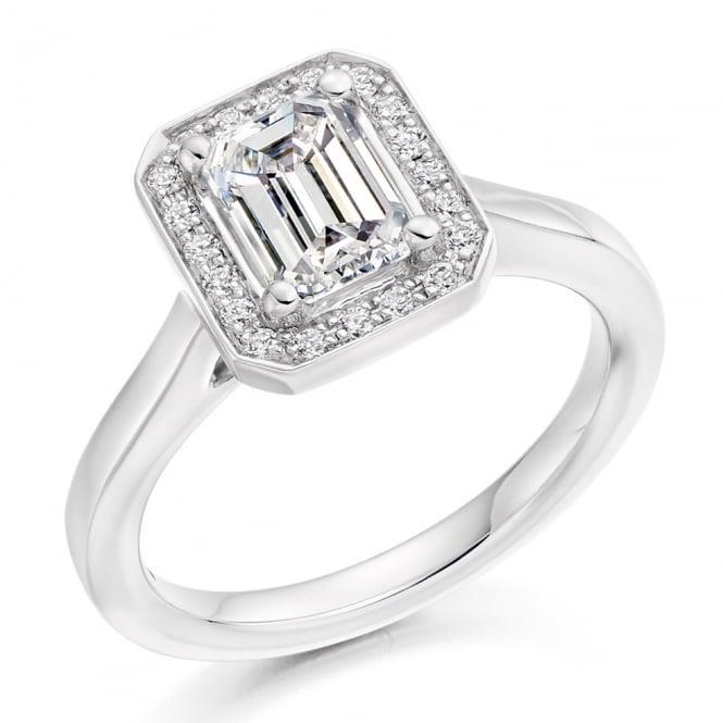 Sparkling Emerald And Round 1.91 Carats Halo Genuine Diamonds Ring White Gold