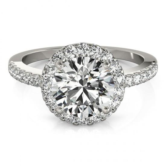Sparkling Halo Round Real Diamond Engagement Fancy Ring 2.50 Carat WG 14K