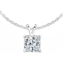 Sparkling Princess Cut Real Diamond Necklace Pendant 2 Ct. White Gold 14K