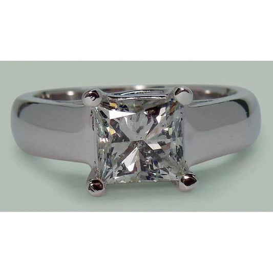 natural princess diamond 2ct ring front view