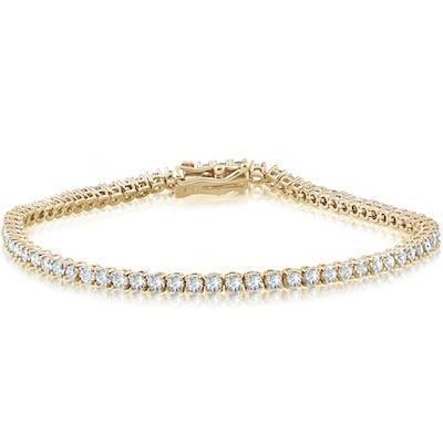 Sparkling Prong Set 7 Carats Real Diamonds Tennis Bracelet YG 14K