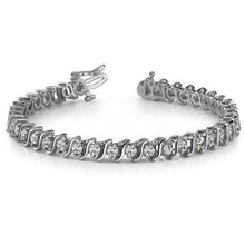 Sparkling Real Diamond S Style Tennis Bracelet 5.55 Carats Fine Jewelry