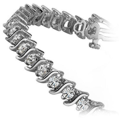 Sparkling Real Diamond S Style Tennis Bracelet 5.55 Carats Fine Jewelry