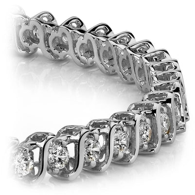 Sparkling Real Diamond S Style Tennis Bracelet 5.55 Carats Fine Jewelry