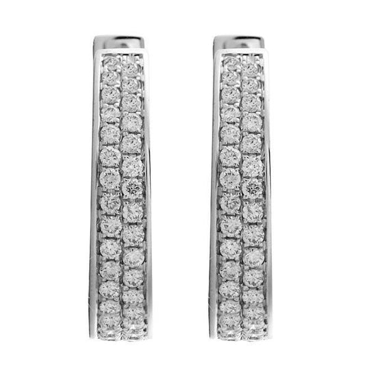 Sparkling Round Brilliant Cut 3.40 Ct Real Diamonds Women Hoop Earrings