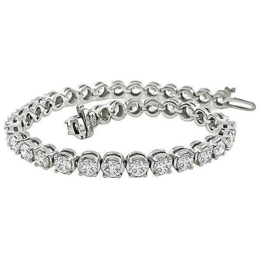 Sparkling Round Brilliant Cut Real Diamond Tennis Bracelet 10 Carats