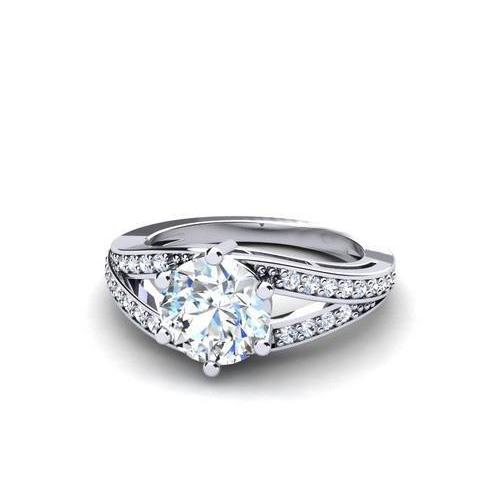 Sparkling Round Cut 2.20 Carats Real Diamond Ring 14K White Gold