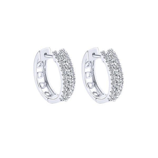 Sparkling Round Cut 3 Ct Diamonds Lady Hoop Earrings Genuine White Gold 14K