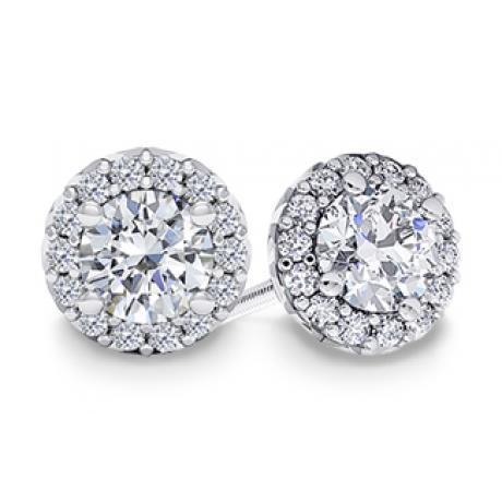 Sparkling Round Cut 4.60 Carats Real Diamonds Studs Halo Earrings Wg 14K