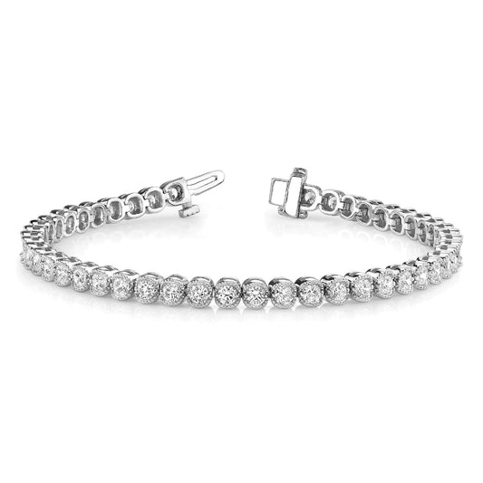 Sparkling Round Cut 6.45 Carats Genuine Diamonds Bracelet White Gold 14K