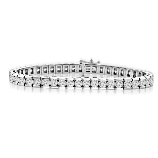 Sparkling Round Cut 6.75 Carats Genuine Diamonds Channel Set Bracelet WG 14K