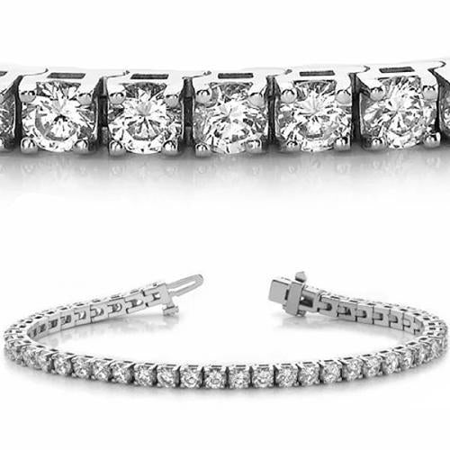 Sparkling Round Cut Natural Diamond Tennis Bracelet 6.90 Carat White Gold 14K