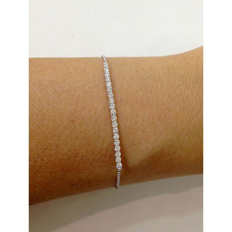 Sparkling Round Natural Diamond Bracelet White Gold 14K 2 Carats
