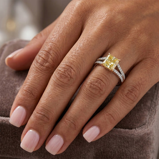 Sparkling Solitaire Ring with Accents – Fancy Yellow Diamond