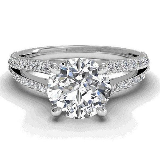 natural round diamond 3.50ct ring front view