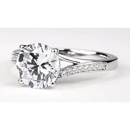 Split Shank Engagement Ring 2.50 Carats Real Round Diamond White Gold 14K