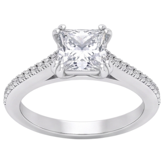Square Cut Old Miner Natural Earth Mined Diamond Wedding Ring Double Prong Set 5 Carats
