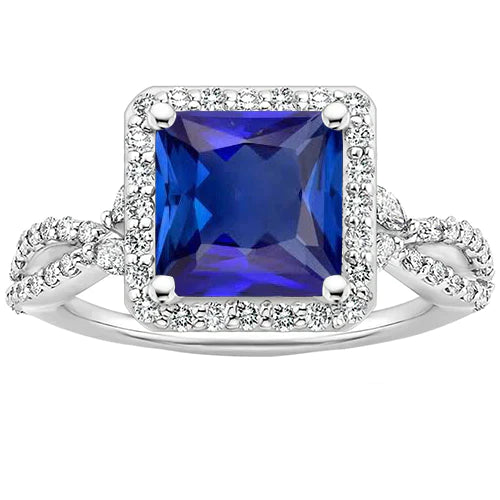 Square blue hot sale sapphire ring