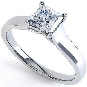 natural princess diamond 1.90ct ring front view