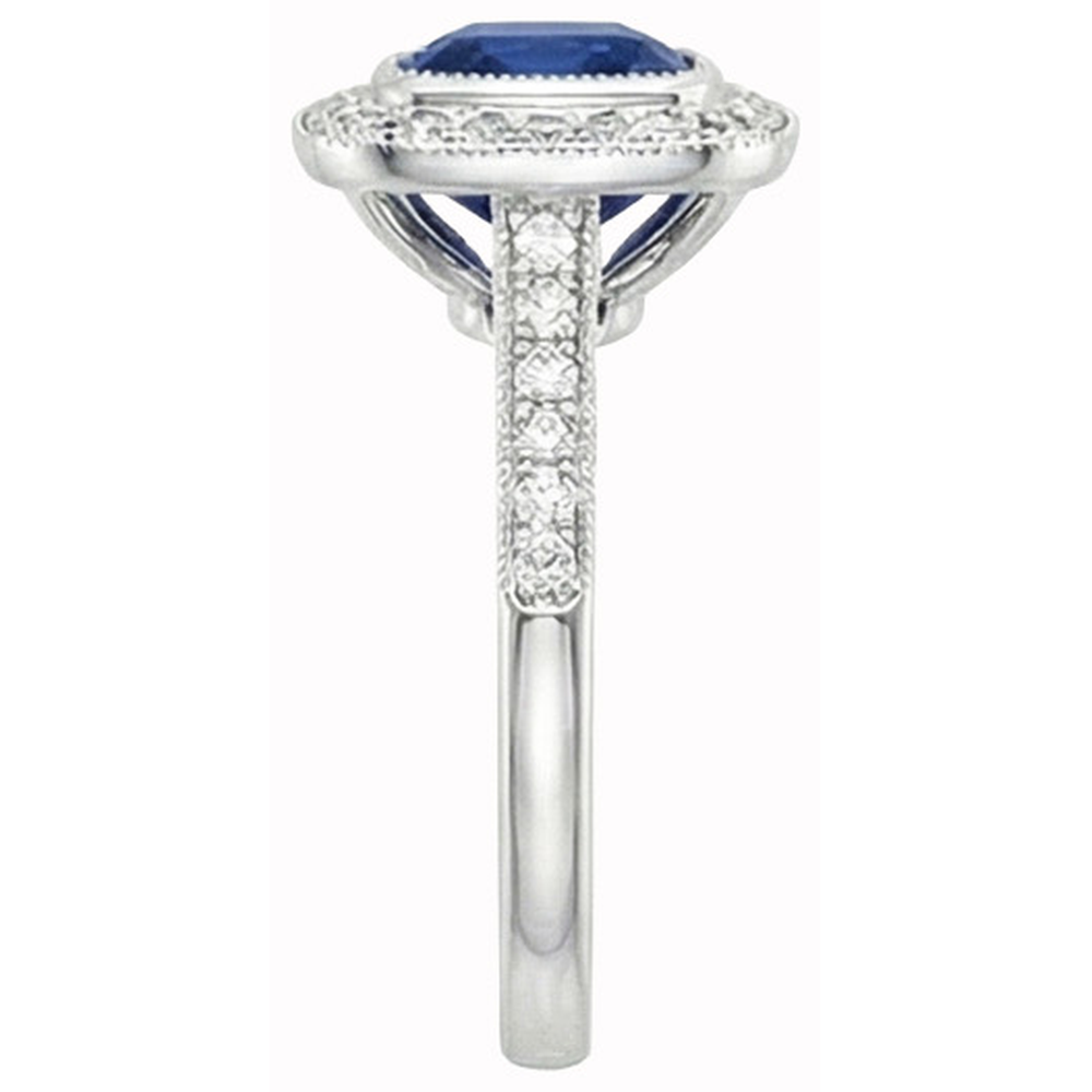 Square Sapphire Halo Natural Earth Mined Diamond Ring