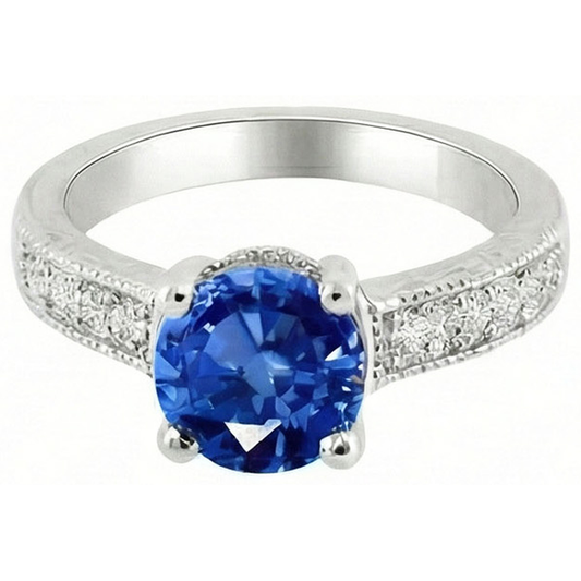 Sri Lanka Blue Gems Natural Earth Mined DIAMOND ( NOT LAB GROWN ) Ring