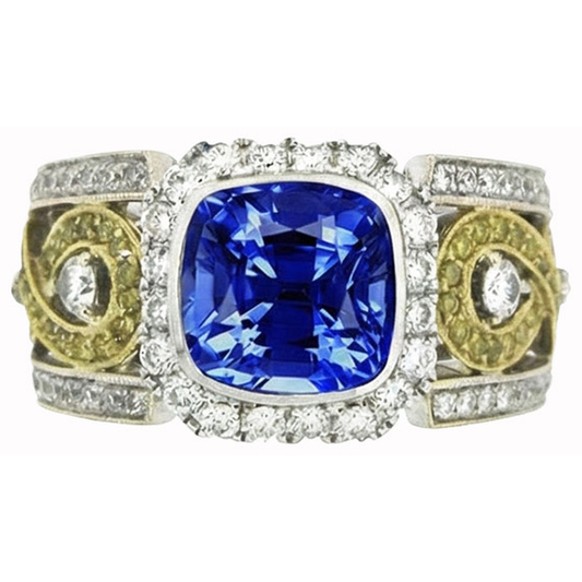 natural round sapphire 3.26ct ring side angle