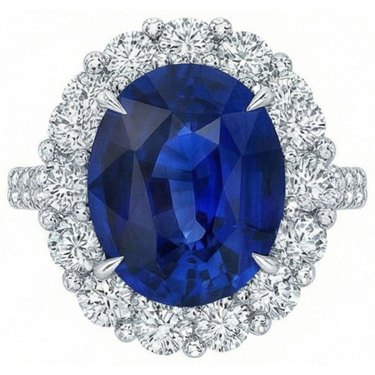 natural round sapphire 4.50ct ring side angle