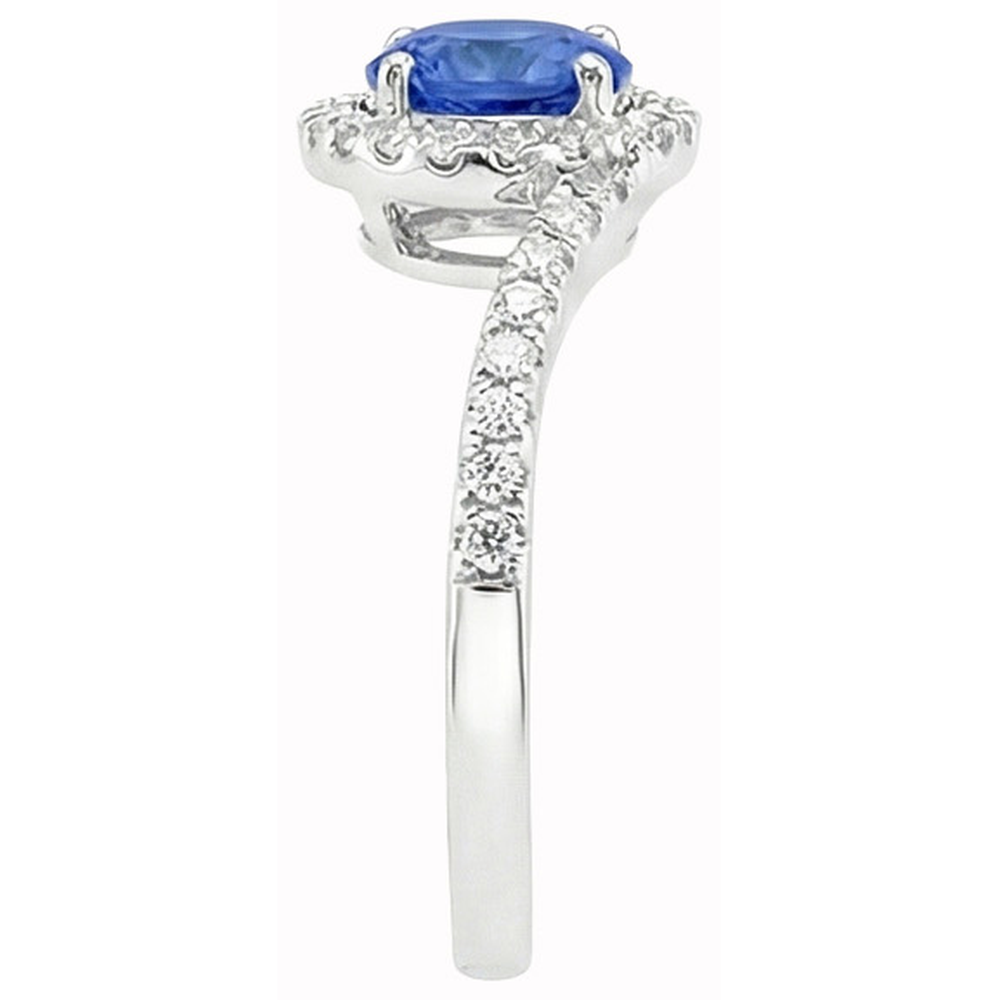 natural round sapphire 5.60ct ring profile view