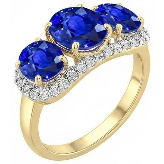 Sri Lanka Blue Sapphire Round Natural Earth Mined DIAMOND ( NOT LAB GROWN )s 6 Ct Ring Jewellery