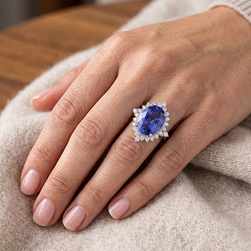 Sri Lanka Color Sapphire Oval IGI CERTIFIED Diamond Ring 8.51 Carat Gemstone Jewelry