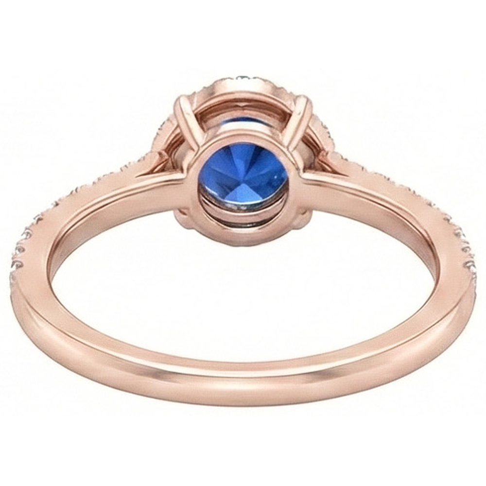 Sri Lanka Sapphire Natural Earth Mined Diamonds 3.25 Carats Ring Rose Gold