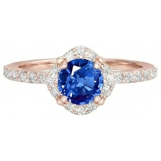 Sri Lanka Sapphire Natural Earth Mined Diamonds 3.25 Carats Ring Rose Gold