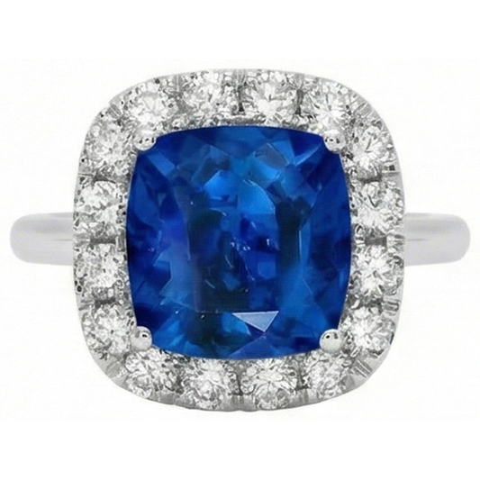 Sri Lanka Sapphire Natural Earth Mined Diamonds Prong Set 3.80 Ct Wedding Ring White Gold