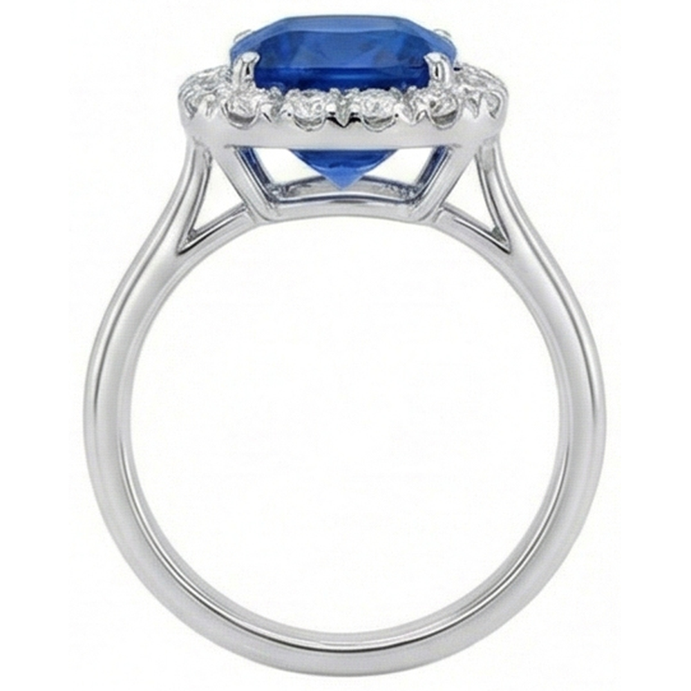 Sri Lanka Sapphire Natural Earth Mined Diamonds Prong Set 3.80 Ct Wedding Ring White Gold