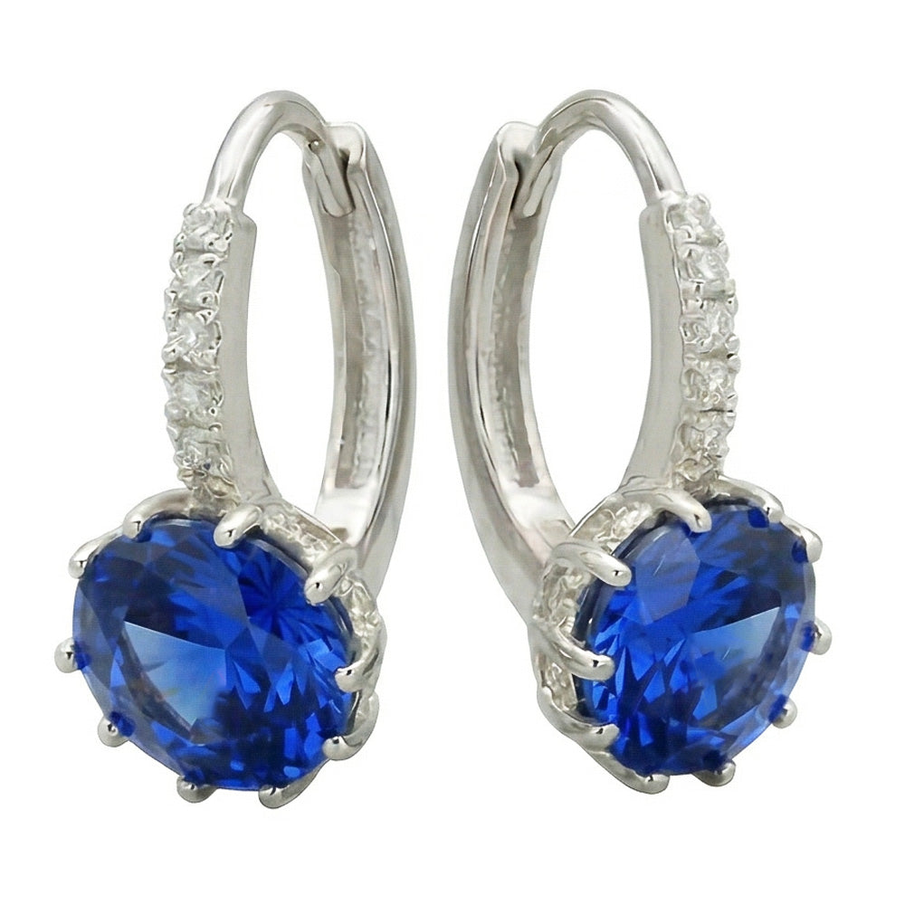 Sri Lanka Sapphire Round Cut Natural Earth Mined DIAMOND ( NOT LAB GROWN ) Lady Hoop Earring 6.40 Carats