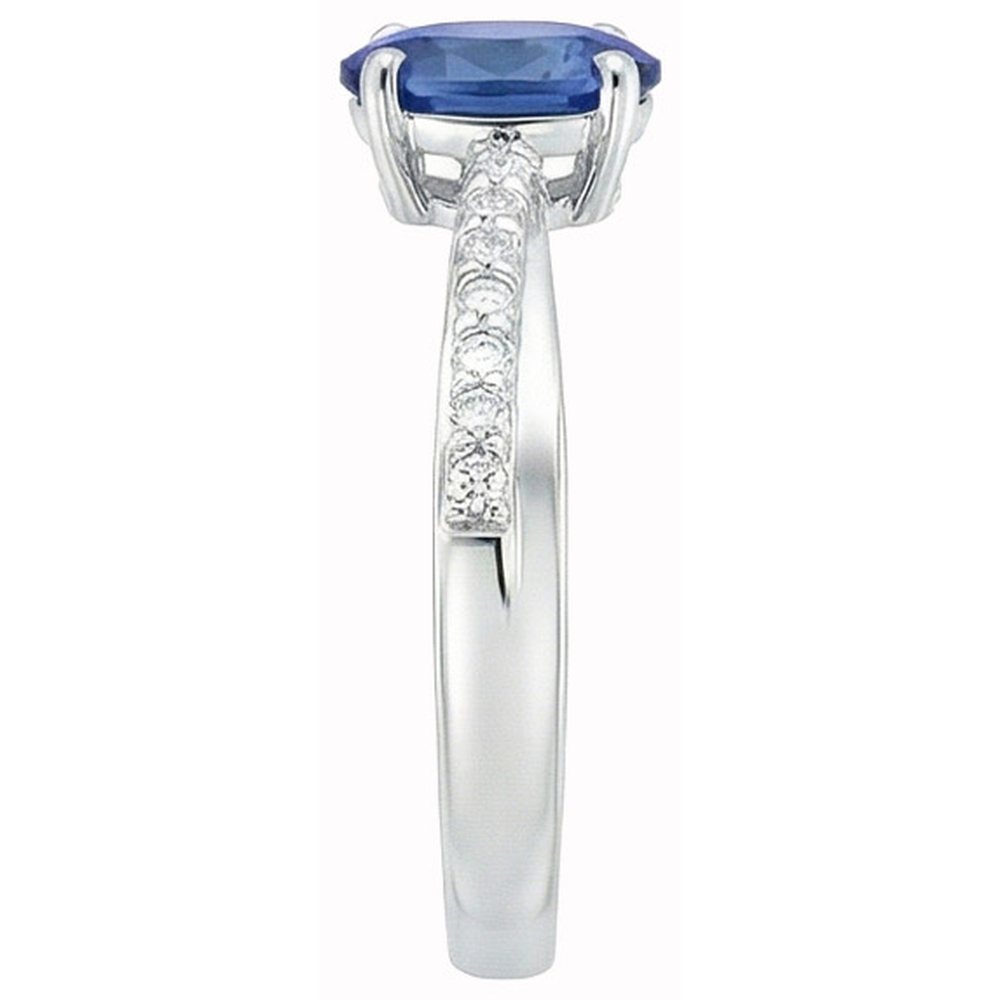 Sri Lankan Sapphire Oval Cut With Round Natural Earth Mined DIAMOND ( NOT LAB GROWN )s Ring 2.30 Ct