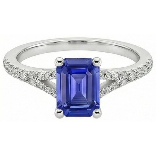 natural emerald sapphire 4ct ring profile view