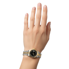 Ss & Gold Fluted Datejust Ladies Watch Black Natural Earth Mined Diamond Dial Rolex