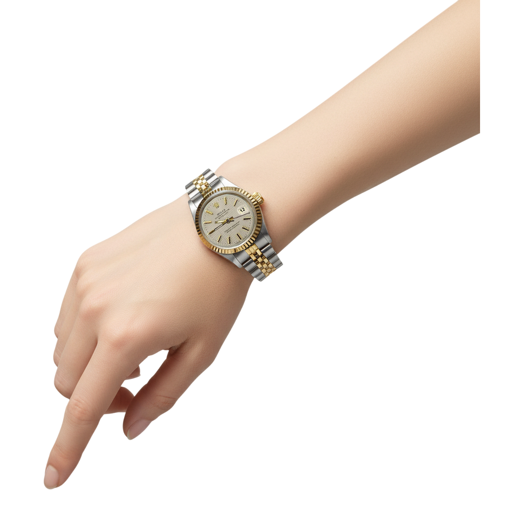 Ss & Gold Jubilee White Stick Dial Datejust Women Watch Rolex