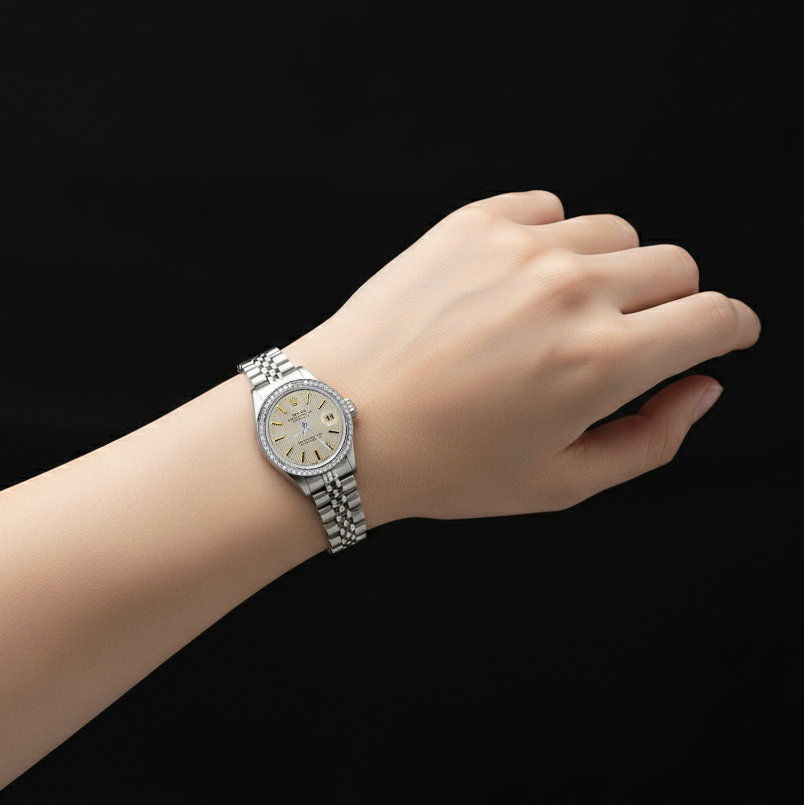 Ss Jubilee Bracelet Lady Watch Datejust White Stick Dial Rolex P2